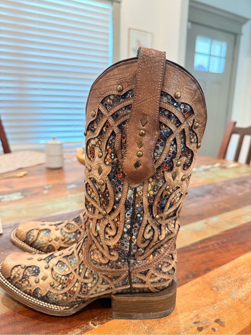 Corral C3405 Inlay Bone Square Toe Cowboy Boots Size 5.5 - Picture 3 of 11